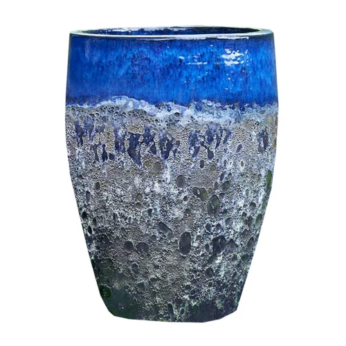 Jarre en grès émaillé bleu Decolines Leon - Ø 33 x H 44 cm