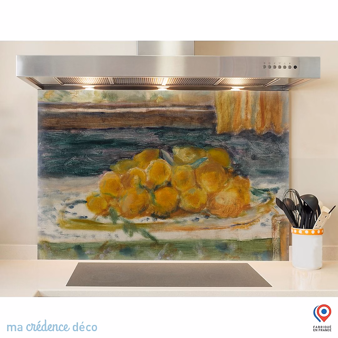 Crédence cuisine fond de hotte Pierre Bonnard – Nature morte aux citrons, Verre trempé, L 60 cm x H 45 cm, MaCrédenceDéco