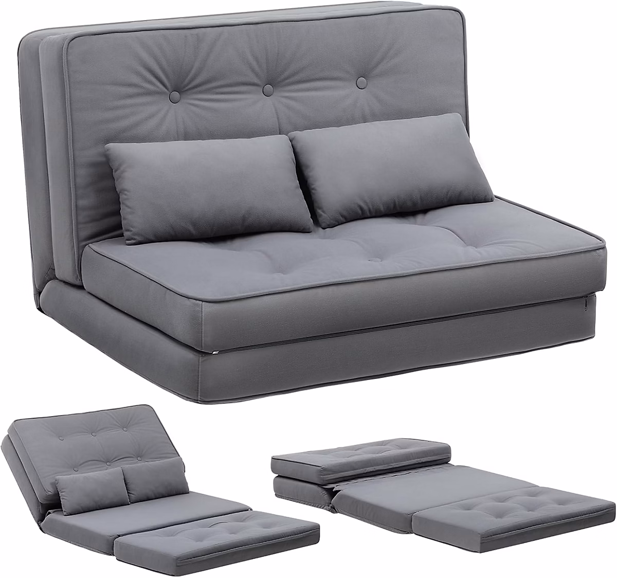 Canape Convertible 2 Places Petit Lit Sofa Dossier Réglable à 6 Niveaux – Adapté au Salon, à la Chambre et au Camping, Vert