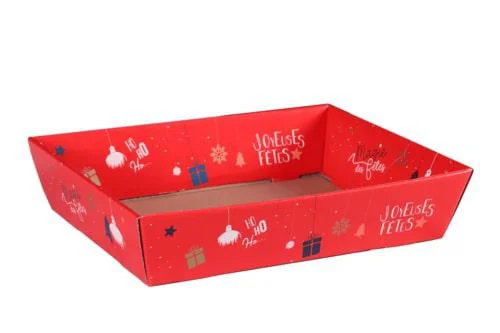 Corbeille Sofia en carton rouge Cav Service - 37 x 28 x 8 cm