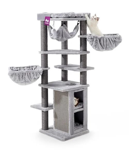 Arbre à chat coloris gris Petrebels Ramses 158 - 50 x 50 x 158 cm