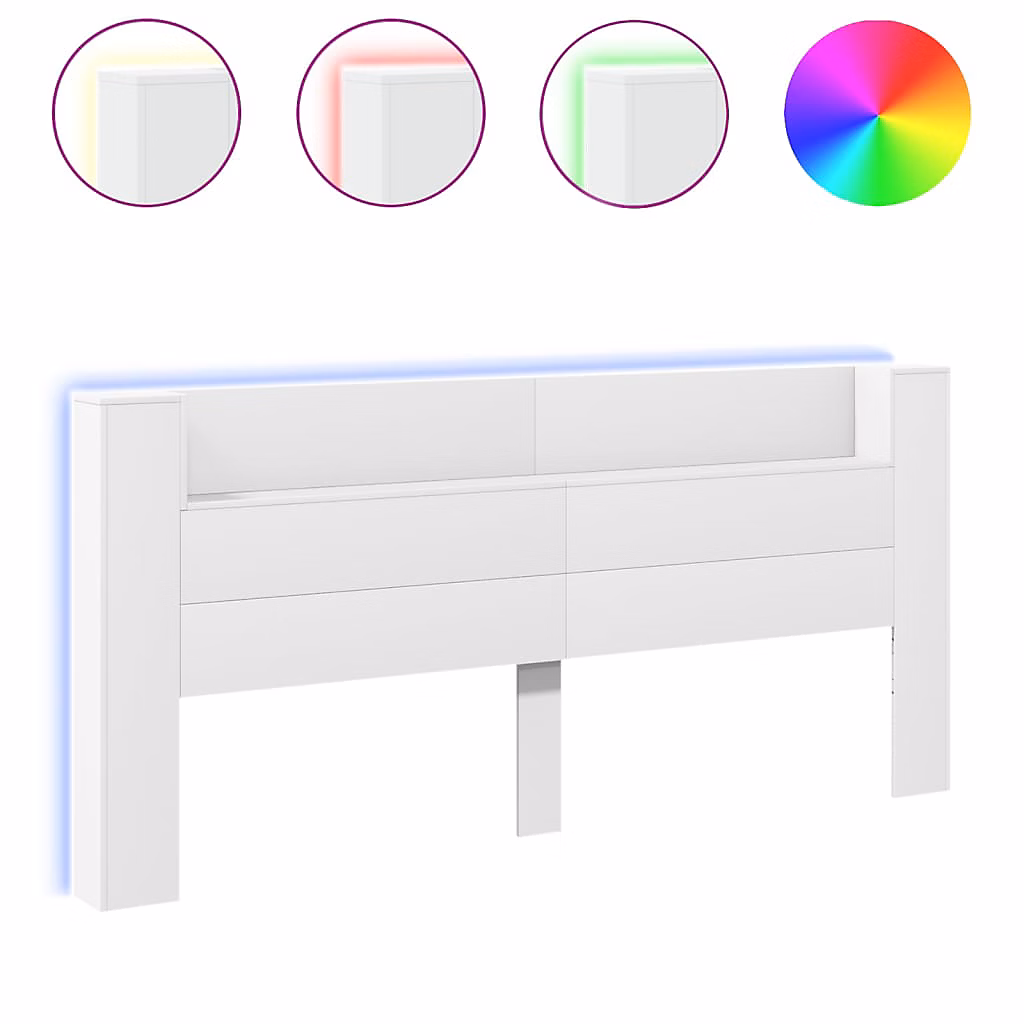 Armoire tête de lit avec LED blanc 220x16 – 5x103, 5 cm vidaXL