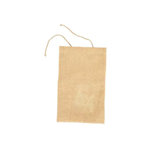 Pochette cadeau en jute décor Père Noël blanc - 25 x 40 cm