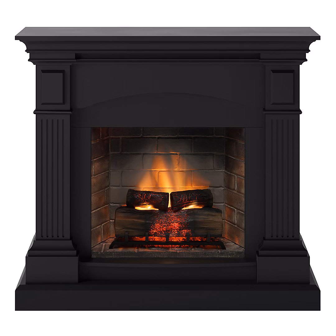 Cheminée électrique connectée 1400W – MAGNA Powerflame 2, effets flammes 3D et crépitement, Noir