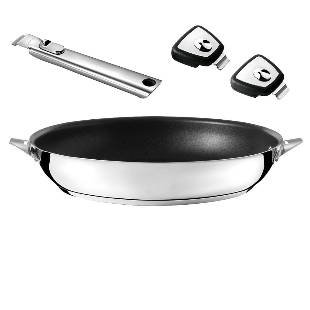 Eclipse – Set poêle 32 cm revêtement céramique avec poignée inox et anses amovibles