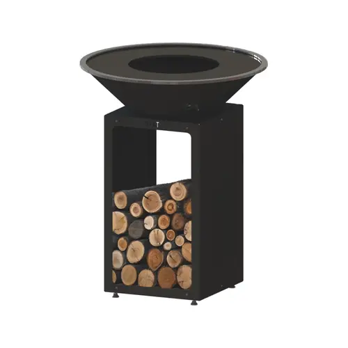Brasero de cuisson coloris noir avec porte-bûches B.B.O 78 Oyat - 78 cm