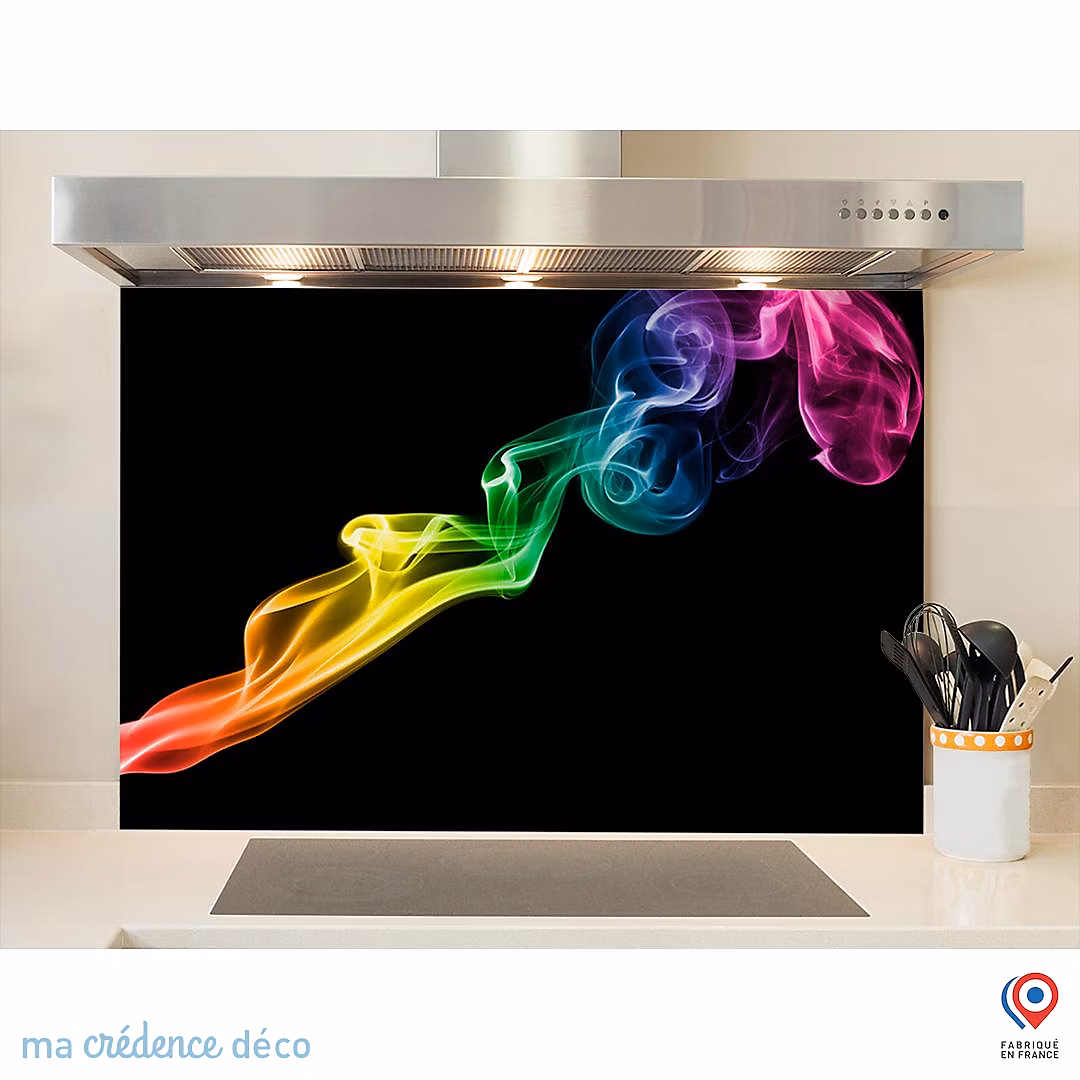Crédence cuisine fond de hotte fumée colorée – Verre trempé, L 70 cm x H 60 cm, MaCrédenceDéco