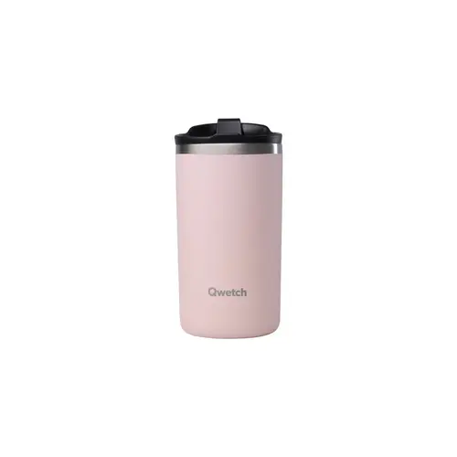 Travel mug isotherme en inox Qwetch Matt rose pastel - 350 ml