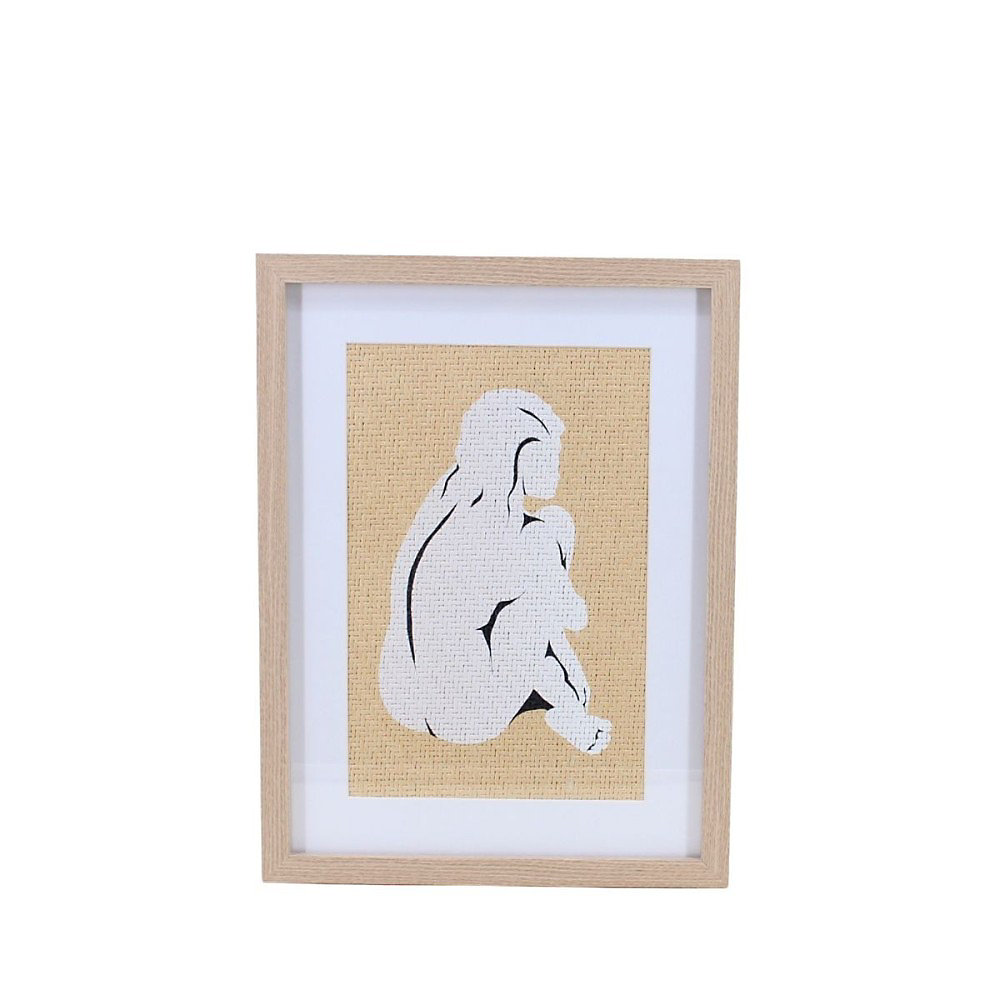 Cadre déco en rotin contour bois 40 × 30cm