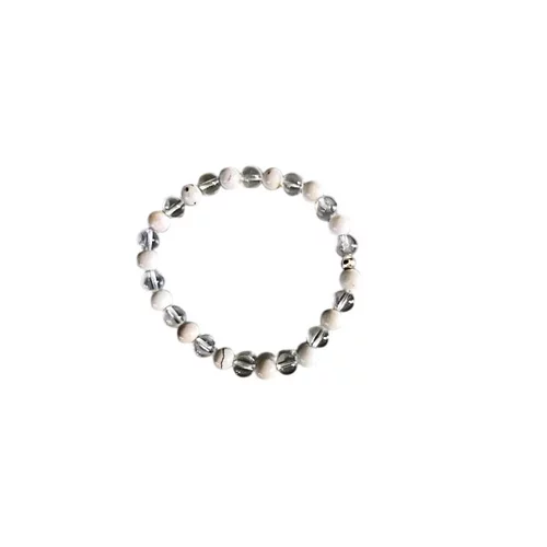 Bracelet mix howlite et cristal de roche 8mm