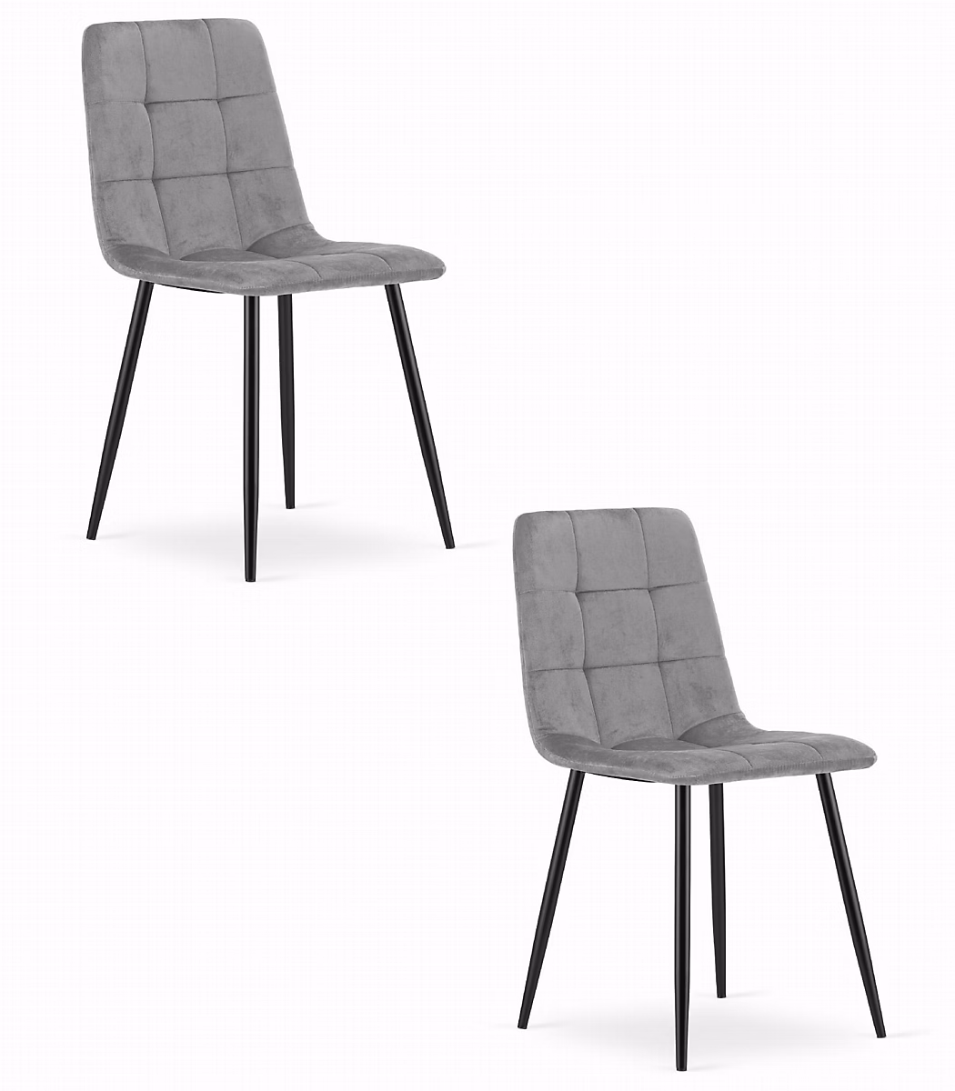 Chaise Valora PYRA – velours gris clair, design moderne (x2)