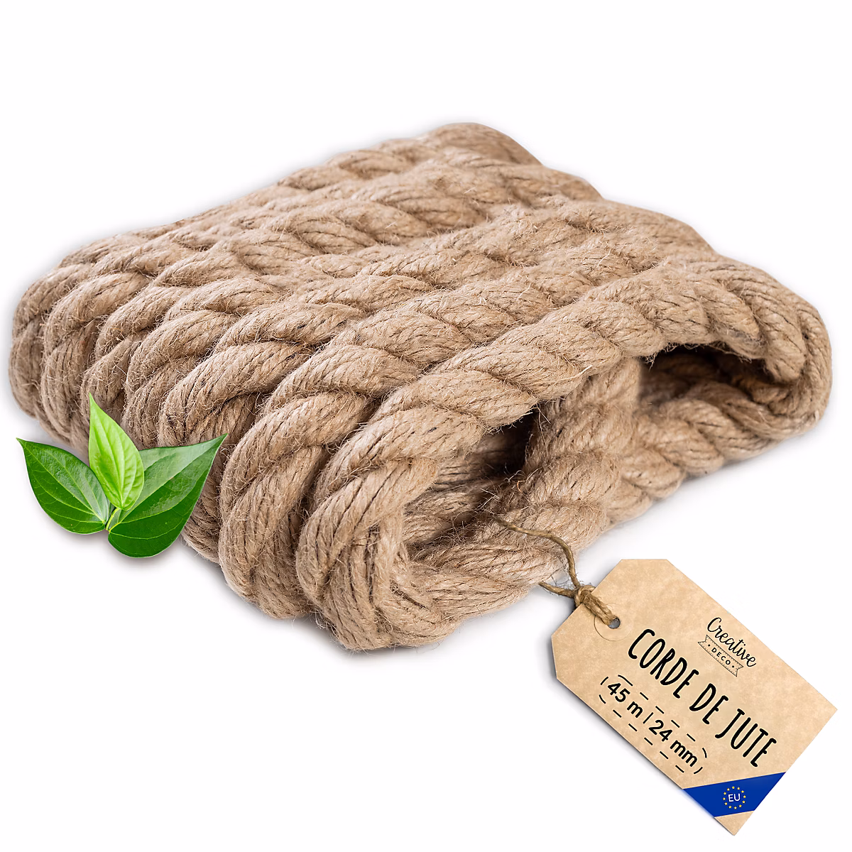 Creative Deco 45m Corde de Jute Epaisseur 24mm – Personnalisation Possible Tous les 5m | Durable | Torsadé en Fibres Naturelles