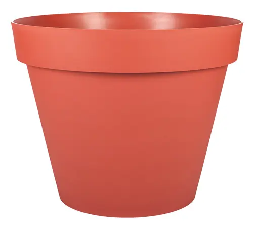 Pot rond en plastique coloris terre battue EDA Toscane - Ø 30 x H 26 cm