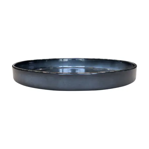 Soucoupe ronde en métal recyclé coloris gris océan vif Upcycle Cylindre XXL - Ø 54 x H 6 cm