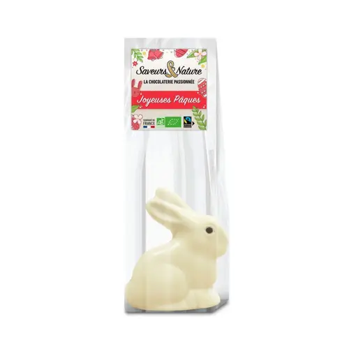 Lapin assis au chocolat blanc bio Saveurs et Nature - 60 g