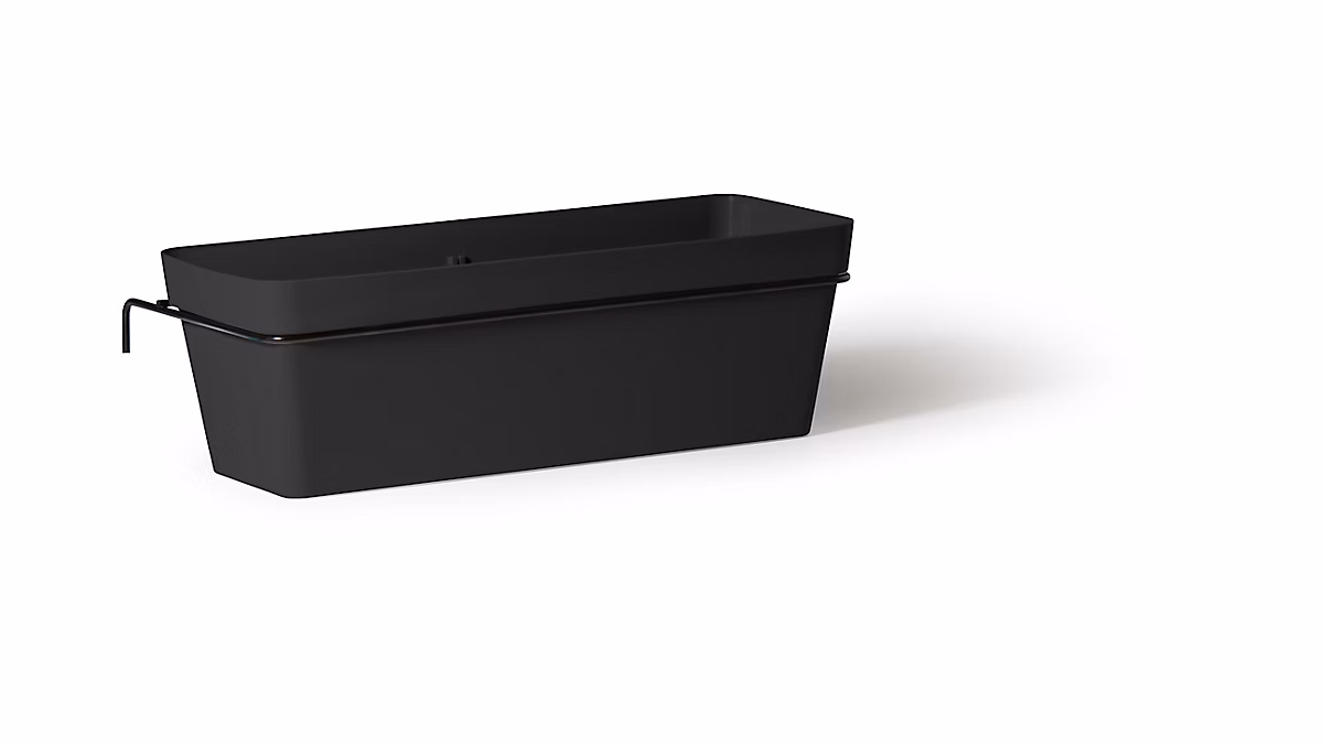 Pot de fleurs, bac, jardinière et carré potager – Jardinière plastique Jardifer Cleo anthracite 50 x 19 x h.16 cm + support