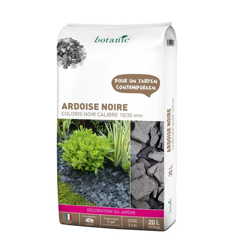 Ardoise noire pour jardin de calibre 10 à 30 mm en sac de 20 L