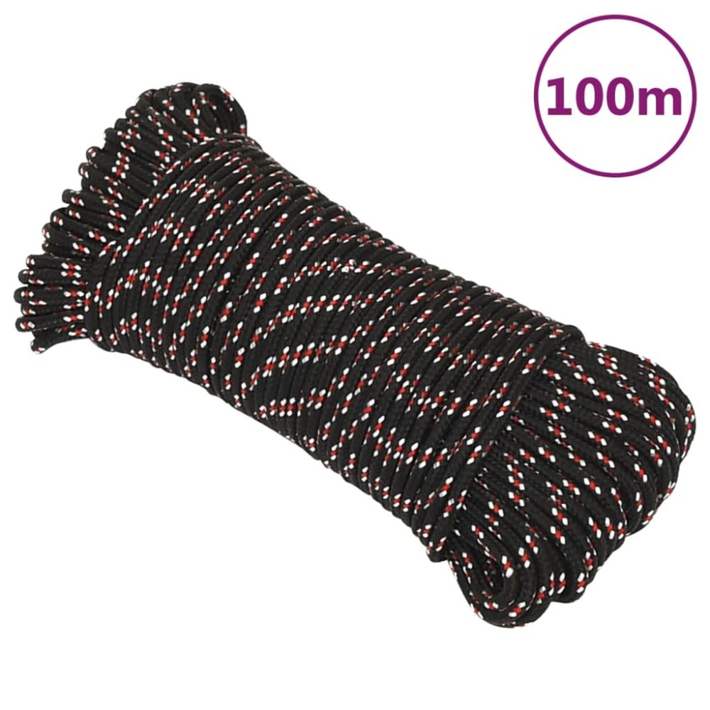 vidaXL Corde de bateau Noir 3 mm 100 m Polypropylène – Équipement de loisirs
