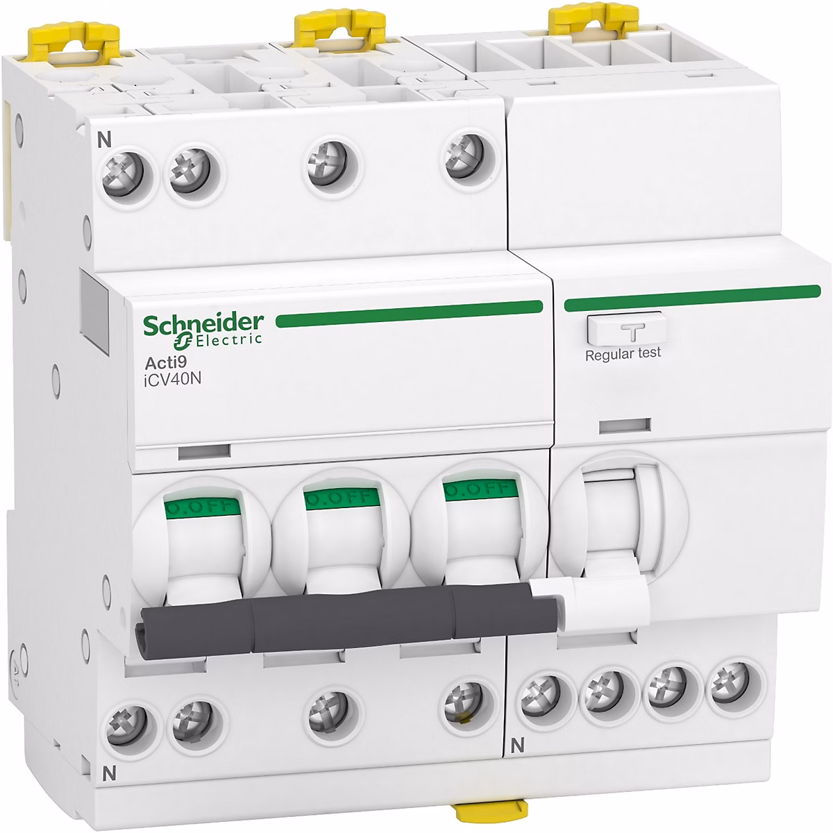 A9de3725 Disjoncteur Différentiel Triphasé 3p+n 25a – 30ma, 6ka, Type Ac Courbe C, Schneider Icv40n