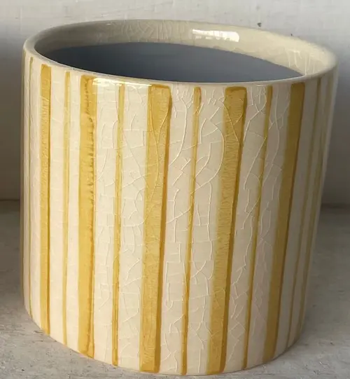 Cache-pot double traits coloris multicolore en céramique - 12,5 x 12,5 x 9,5 cm