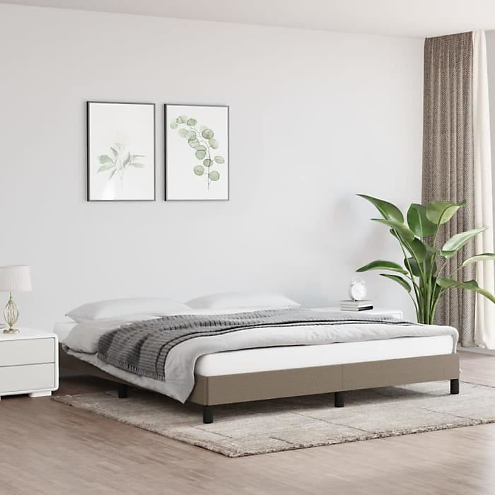 346732 vidaXL Cadre de lit Taupe 160 × 200 cm Tissu