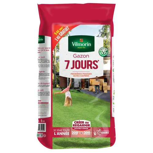 Graines de gazon à semer 7 jours Vilmorin - 5 kg