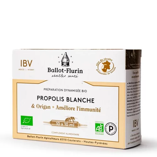 Préparation dynamisée bio Propolis Blanche et origan Ballot Flurin - 10 ampoules x 10 ml