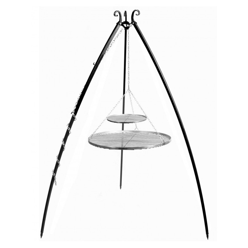 Barbecue suspendu trépied 200 cm - 2 grilles de cuisson