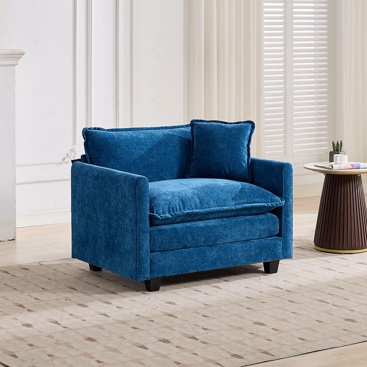 Canapé nuage – bleu, siège unique, housse en chenille respirante