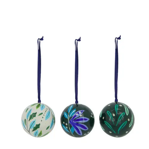 Boule à suspendre en papier mâché recyclé vert - Ø 7 cm