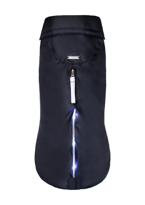 Manteau imperméable pour chien coloris noir Wouapy LED - Taille 38