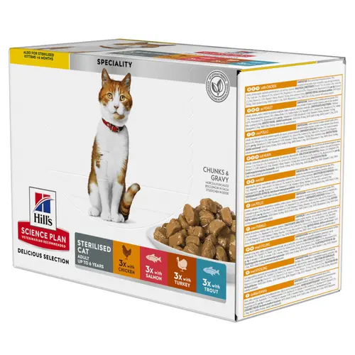 Pack de sachets pour chats stérilisés Delicious - 12 x 85 gr