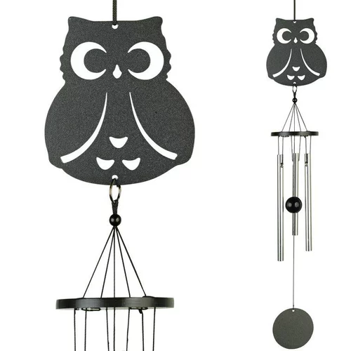 Carillon motif hibou noir - 35 cm