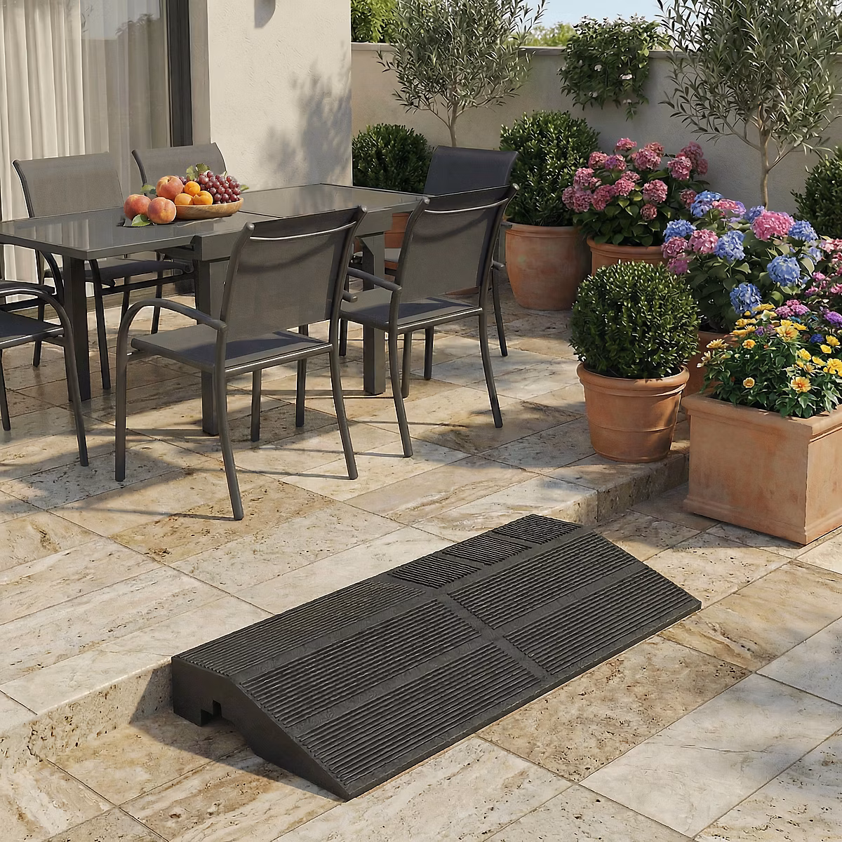 Marche de terrasse composite anthracite Blooma Angara 40 × 20 cm