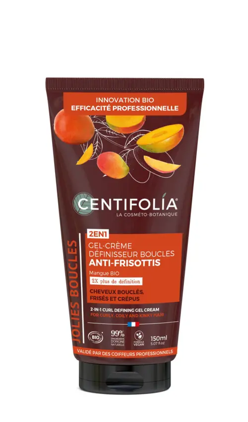 Gel-crème définisseur de boucles anti-frisottis 2 en1 bio Centifolia - 150 ml