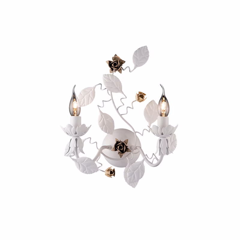 Bella Applique Murale En Fer Laqué Blanc Shabby 2 Lumières .37 P.21 Bl196-Ap2-Bco – Réf. SCVLSKTTL3727070772