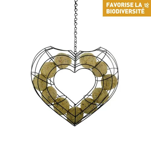 Mangeoire valentine pour boules de graisse en métal