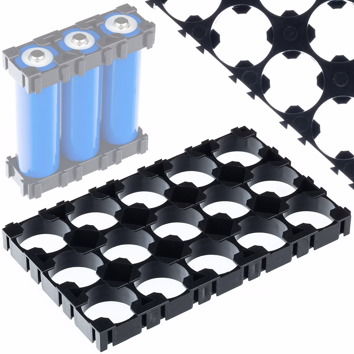 Boîtier pour Batteries 18650 3 × 5 – Support Plastique pour 15 Cellules, Montage Facile, Modulable