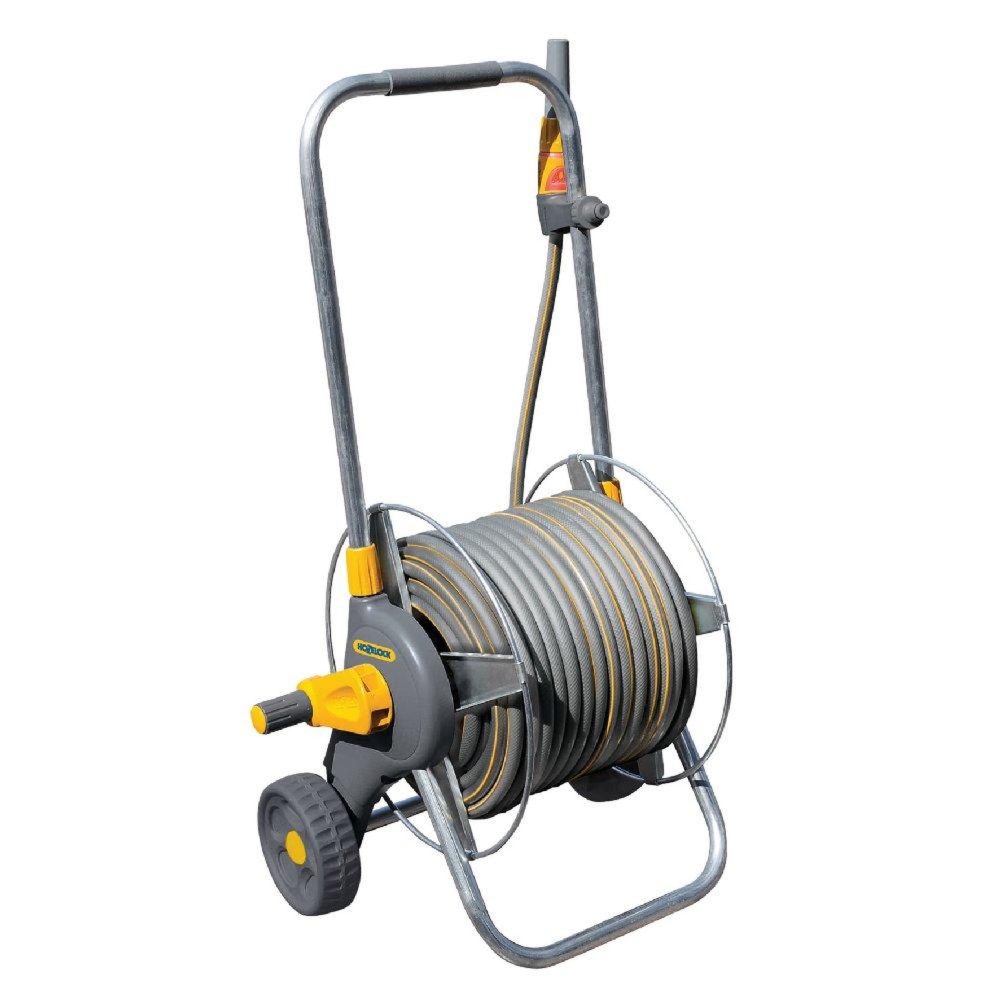 Hozelock Petit dévidoir chariot en métal avec tuyau d'arrosage de 30m – 30m 60 m
