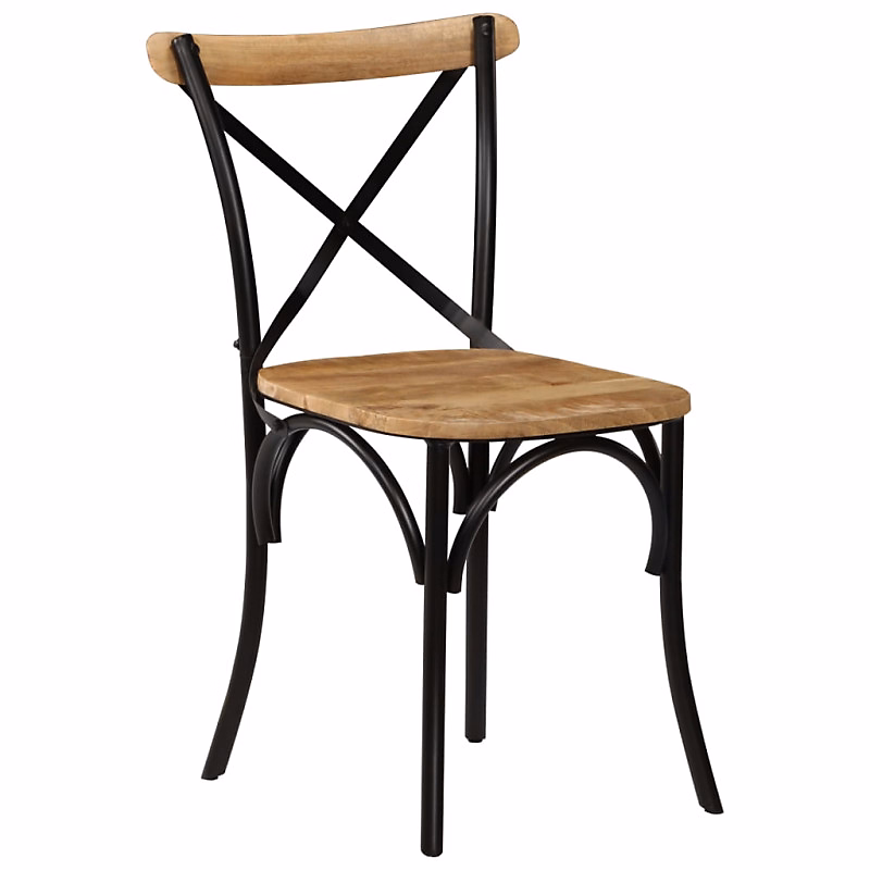 Chaises à dossier croisé noir bois de manguier massif – lot de 4