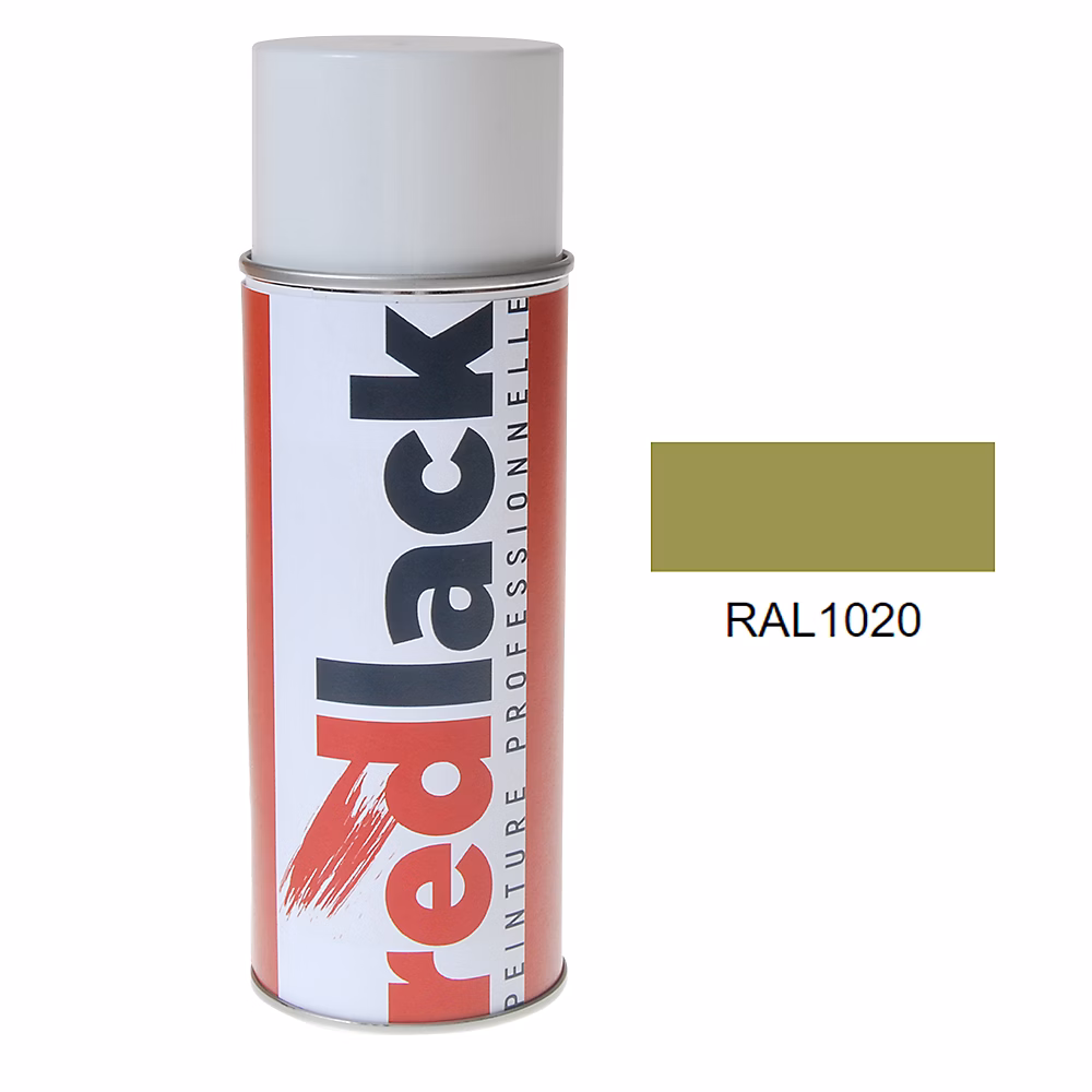 Bombe de peinture Aérosol – spray | 400ml | RAL 1020 Jaune olive | Brillant | multisupport | Redlack | RAL1020