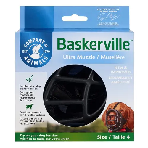 Muselière pour chien noire caoutchouc thermoplastique Baskerville Ultra – Taille 4