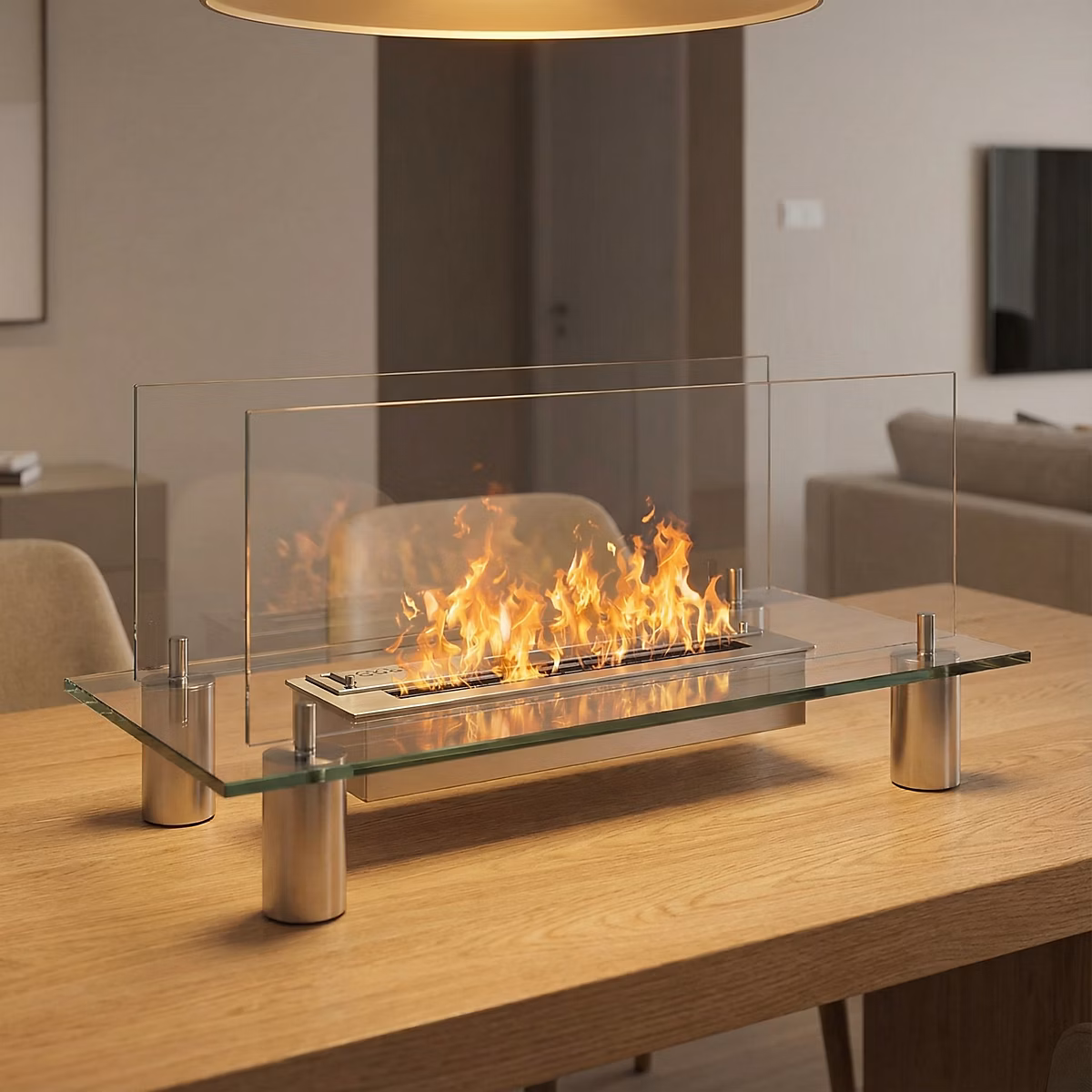 Cheminée éthanol Glass – Coloris Inox brossé