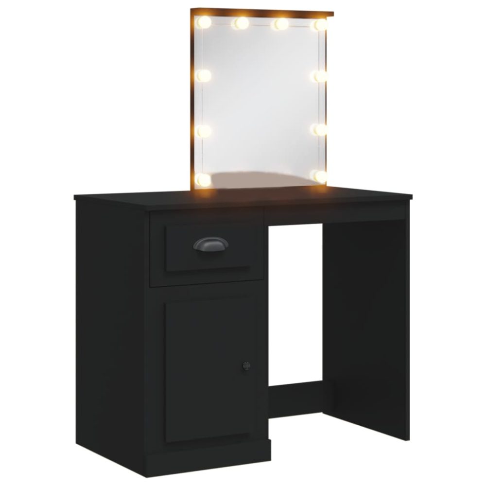 vidaXL Coiffeuse avec lumières LED noir 90x42x132,5cm – 5cm 5V