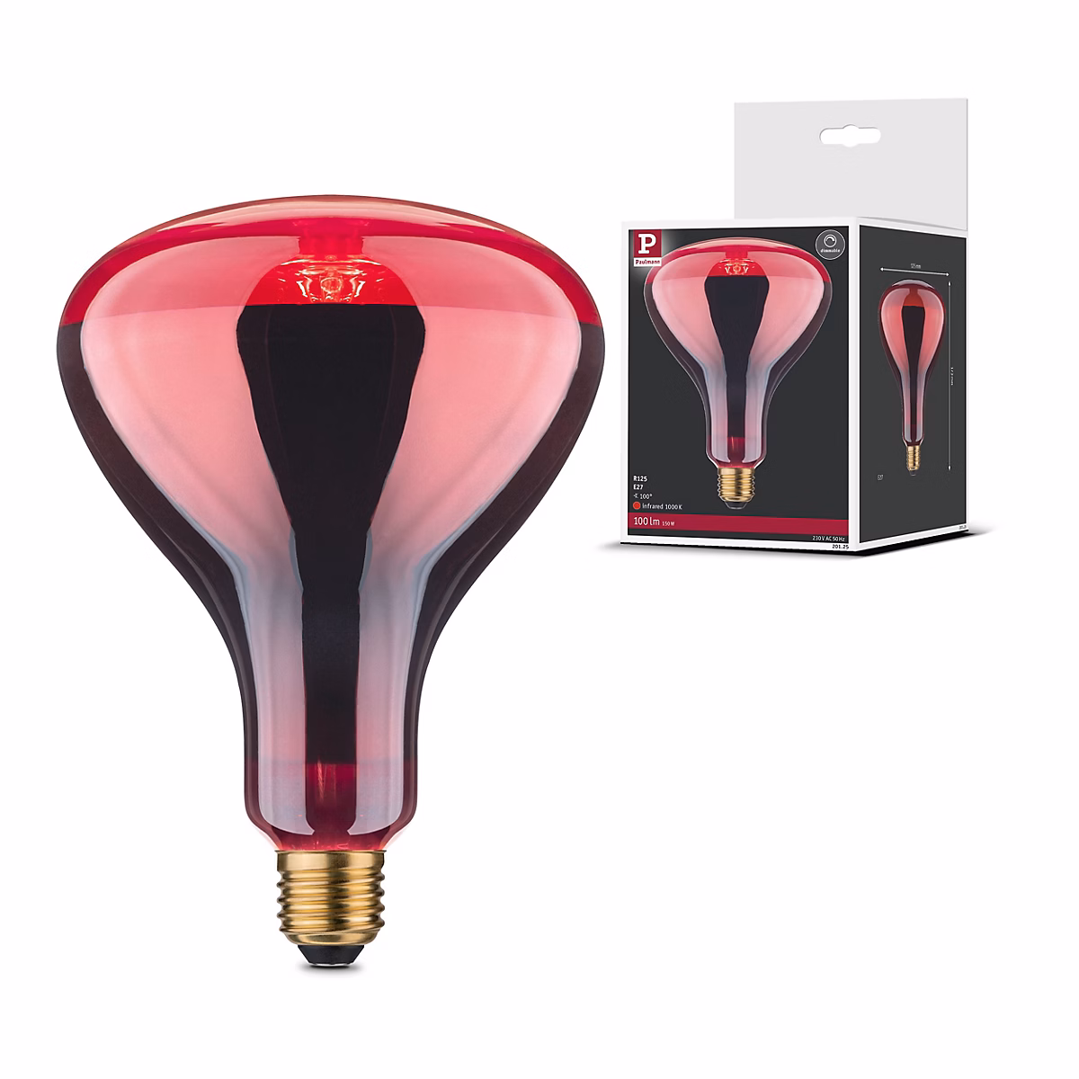 Ampoule à incandescence Infrarouge E27 230V 100lm 150W 1000K gradable Rouge | Ampoule