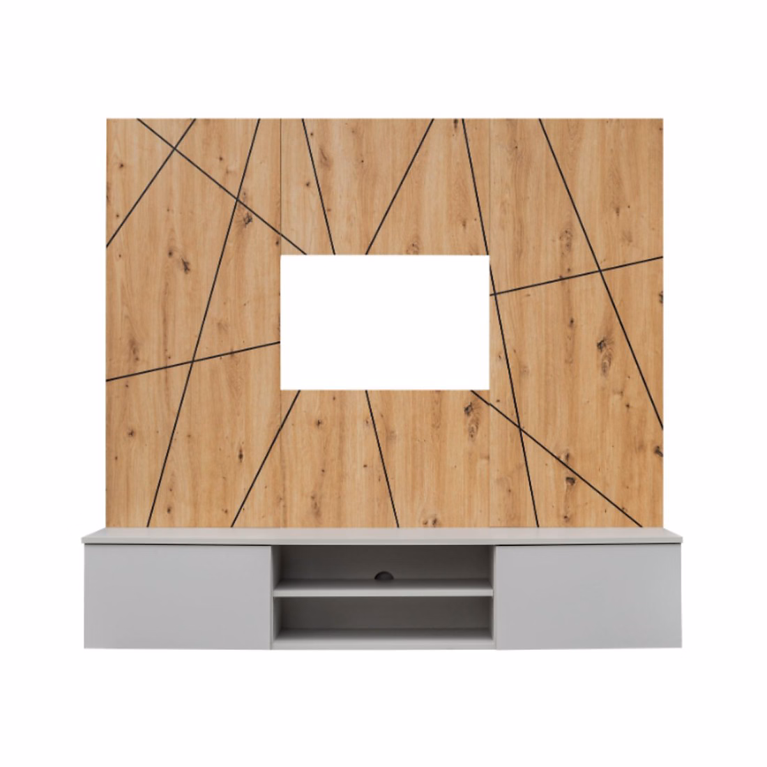 Composition murale IXAR géométrique Meuble TV et panneaux décoratifs – Réf. ETBRNTAMC5320378325