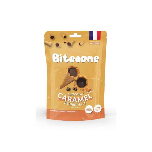 Biscuits mini cônes fourrés caramel beurre salé Bitecone - 100 g