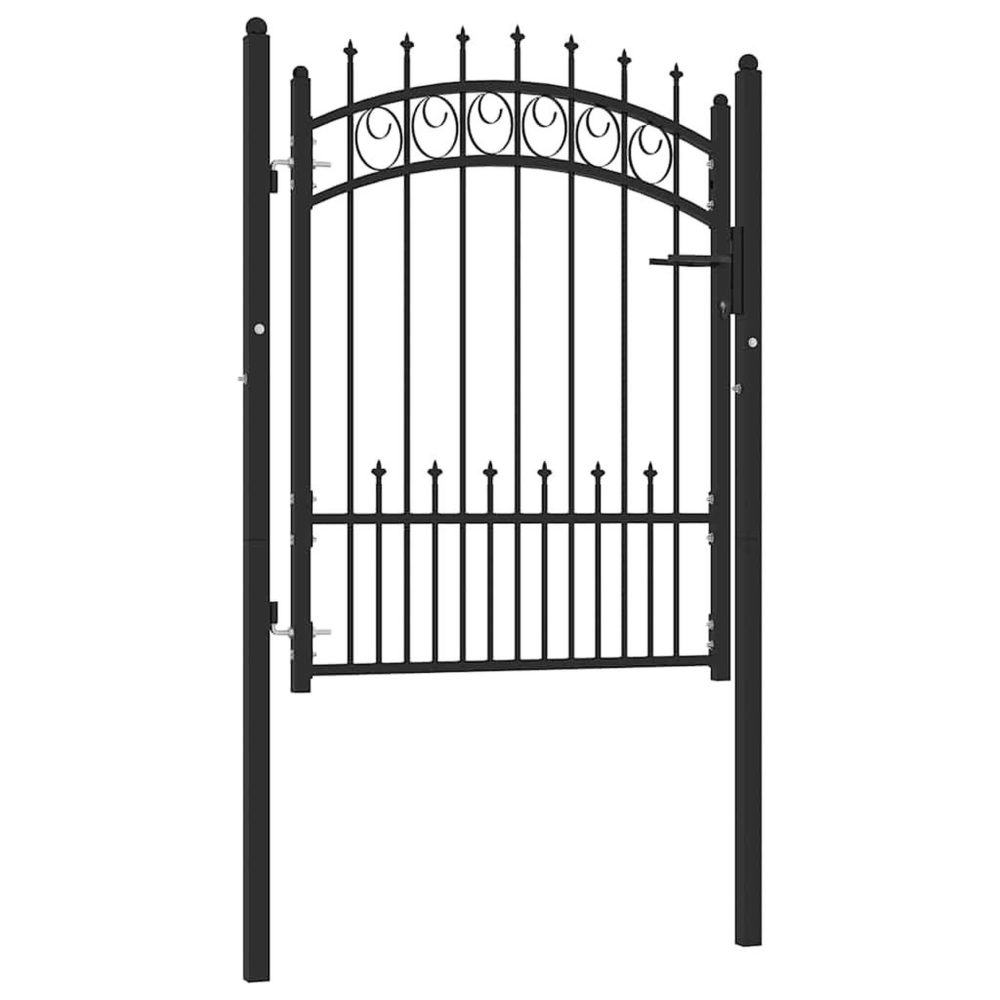 VIDAXL Portail de cloture emmen avec pointes en acier 104 x 109,5 cm noir – Aménagement du jardin