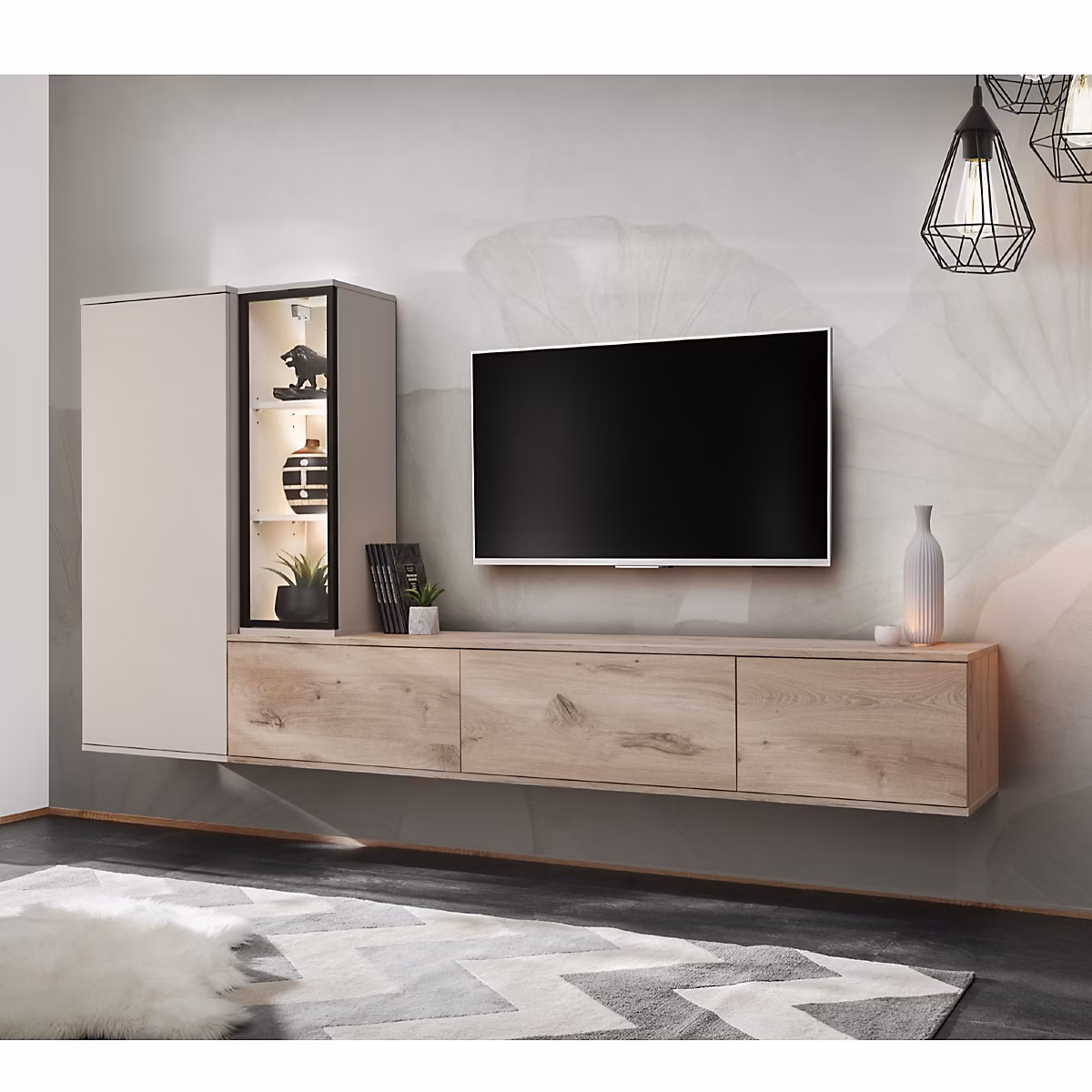 Meuble – Ensemble TV mural moderne en bois BARI