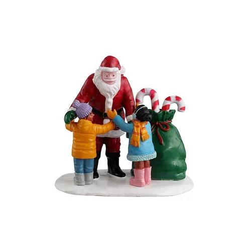Scène pour village de Noël Lemax Le père Noël reçoit un câlin